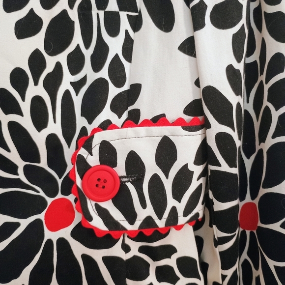 Jennifer Reale Design Long black Red Floral Retro Fabric Blazer Jacket Small - Picture 7 of 9